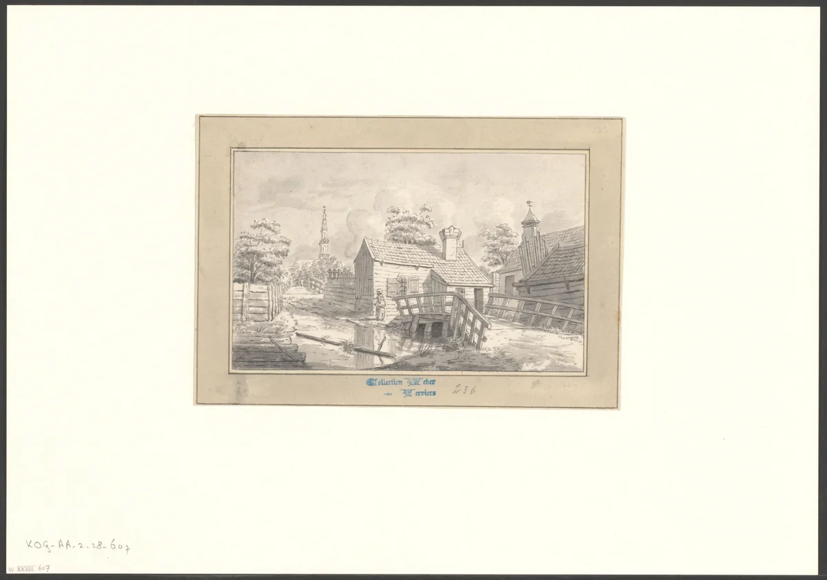 Gezicht op het Korte Blekerspad by Jan Hulswit, drawing, 1776-1822