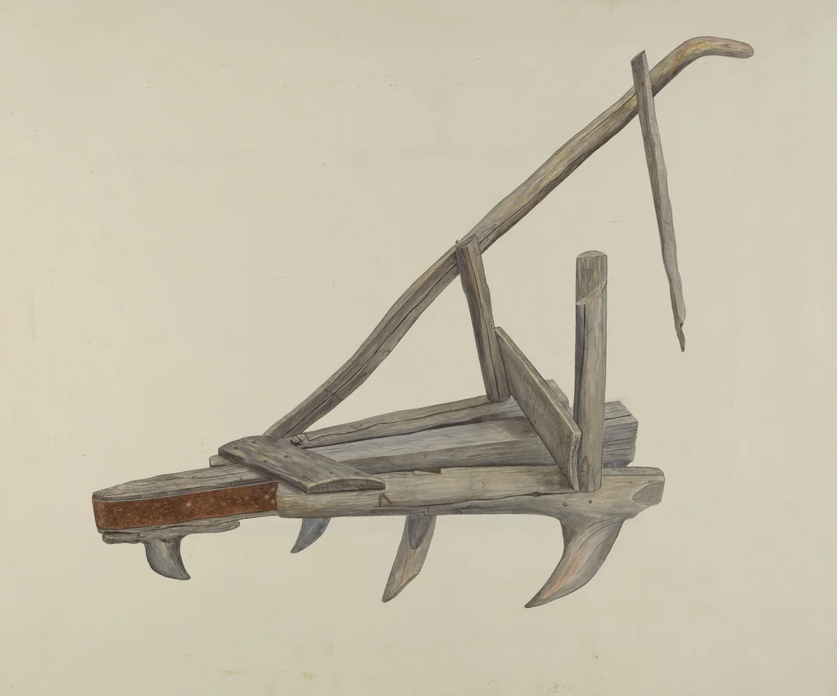 Wooden Harrow or Cultivator by Wilbur M Rice, index of american design, 1937