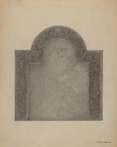 Iron Fireback by Henry Meyers, index of american design, 1935-1942