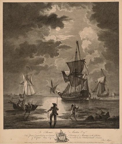 A View of the Sea by Moonlight by Thomas Major, print, 1757