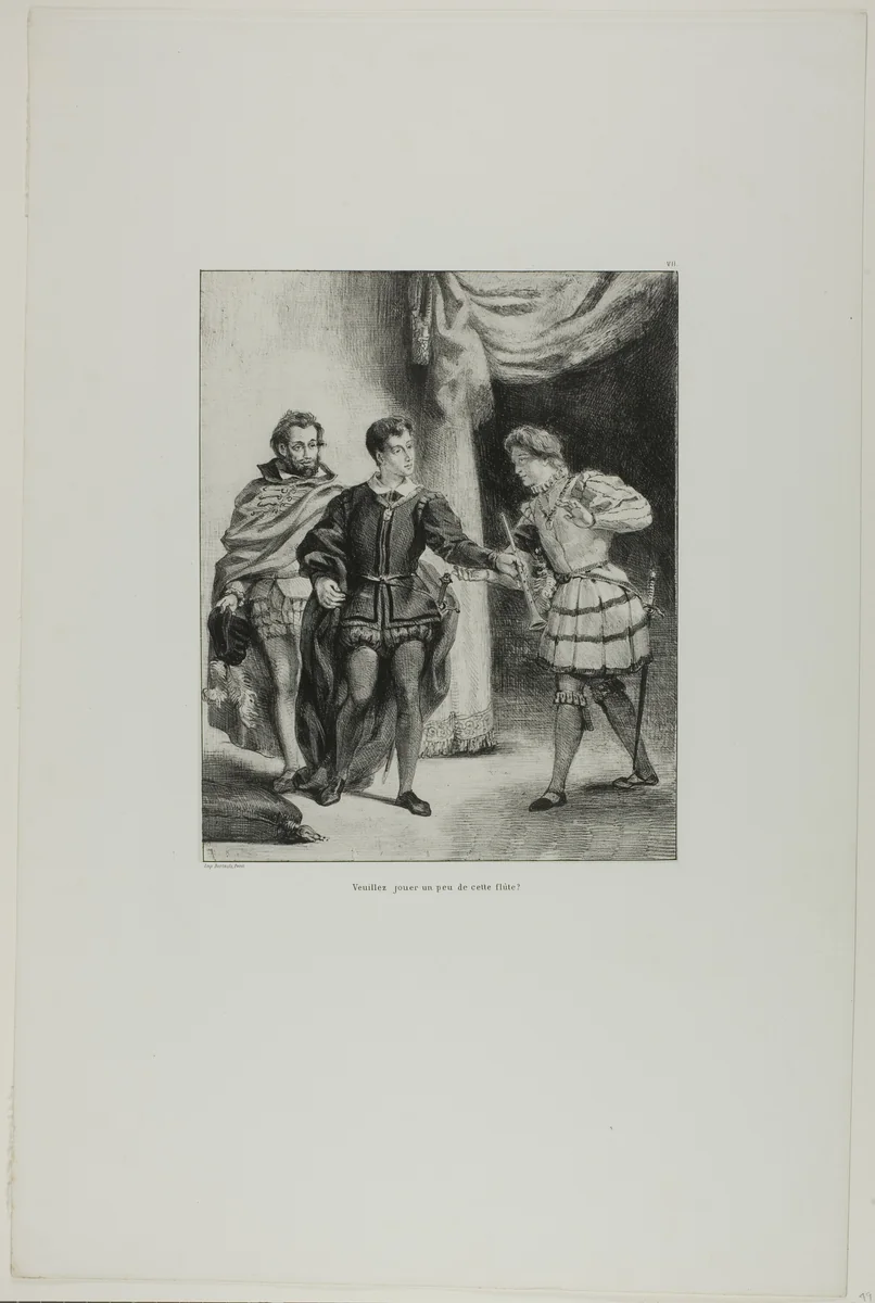 Hamlet and Guildenstern, plate 6 from Hamlet by Eugène Delacroix, print, 1835-1843