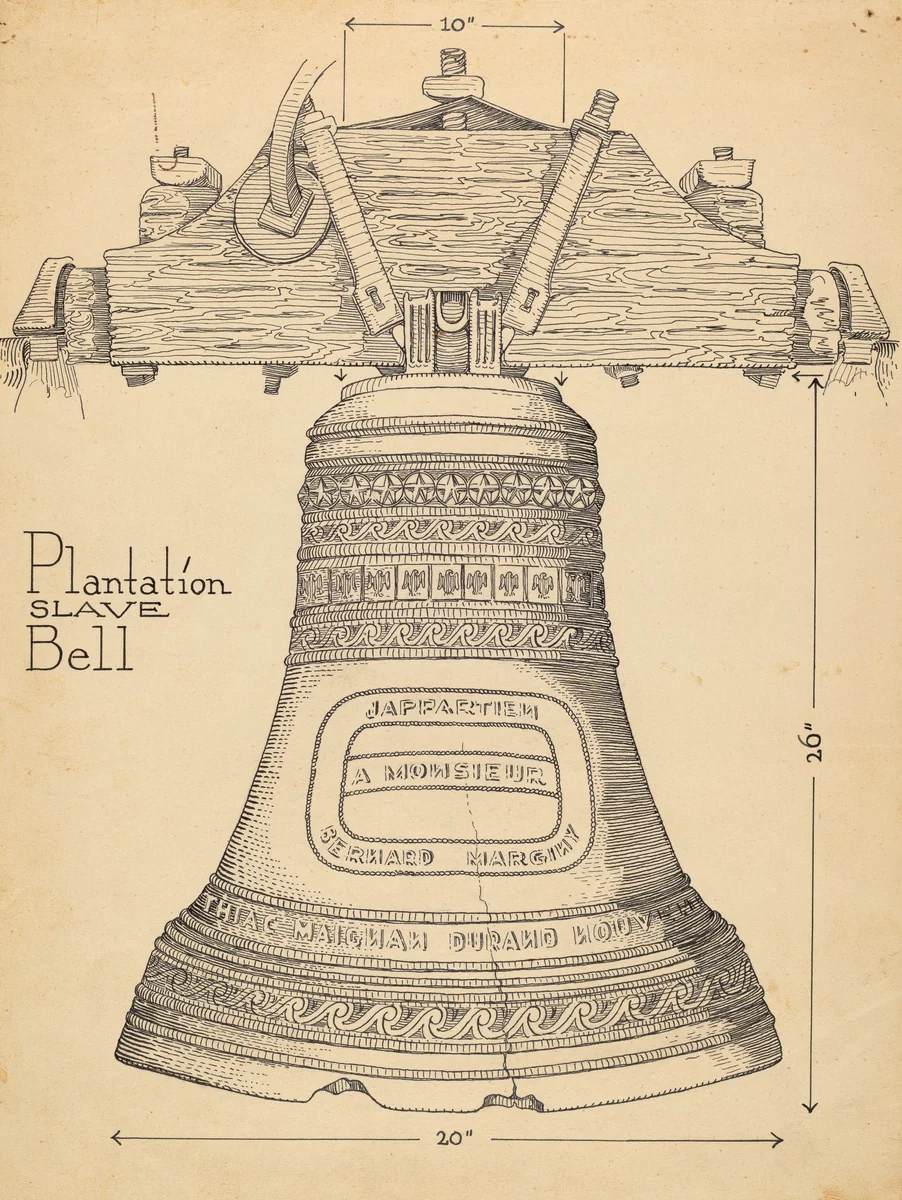 Fontainbleau Plantation Bell by Thomas Byrne, index of american design, 1936