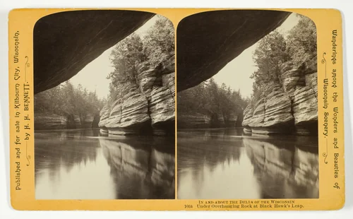 Under Overhanging Rock at Black Hawk's Leap, No. 1034 from the series "In and About the Dells of the Wisconsin River" by Henry Hamilton Bennett, photograph, 1870-1908