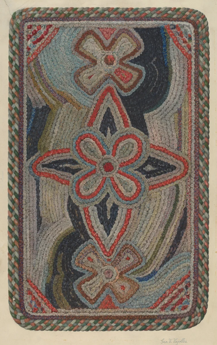 Shaker Rug by George V Vezolles, index of american design, 1935-1942
