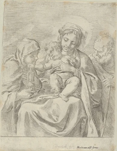 The Holy Family with Saint Clare by Guido Reni, print, 1590-1600