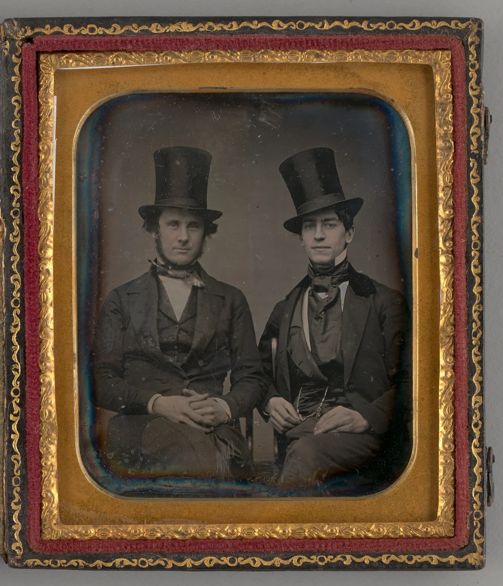 Untitled (Portrait of Two Men with Top Hats) by Unknown maker, other, 1855