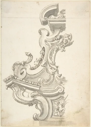 Design for One Half of an Overdoor by anonymous, drawing, 1700-1780