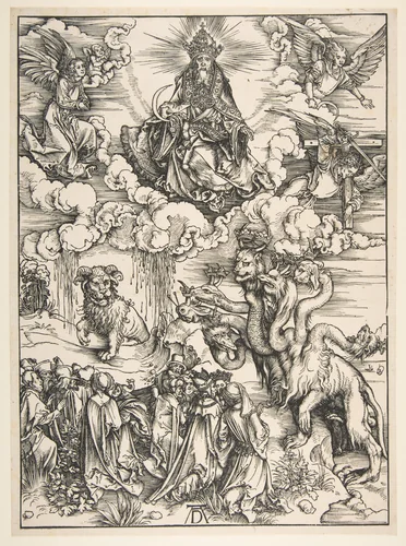 The Beast with Seven Heads and the Beast with Lamb's Horns, from "The Apocalypse" by Albrecht Dürer, print, 1497-1498