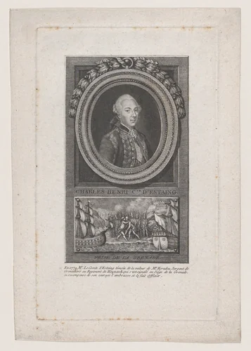 Portrait of Charles Henri, Comte D'Estaing by Jacques Barbié, print, 1779
