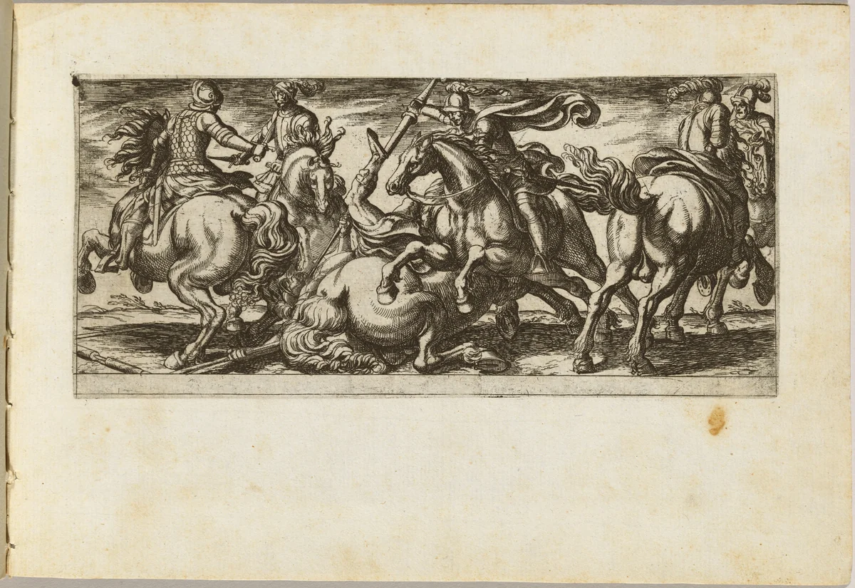 Six Cavalrymen in Combat by Antonio Tempesta, print, 1555-1630