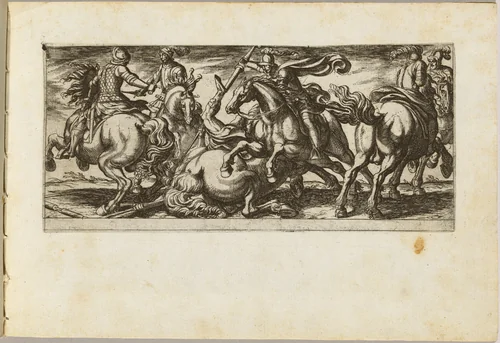Six Cavalrymen in Combat by Antonio Tempesta, print, 1555-1630