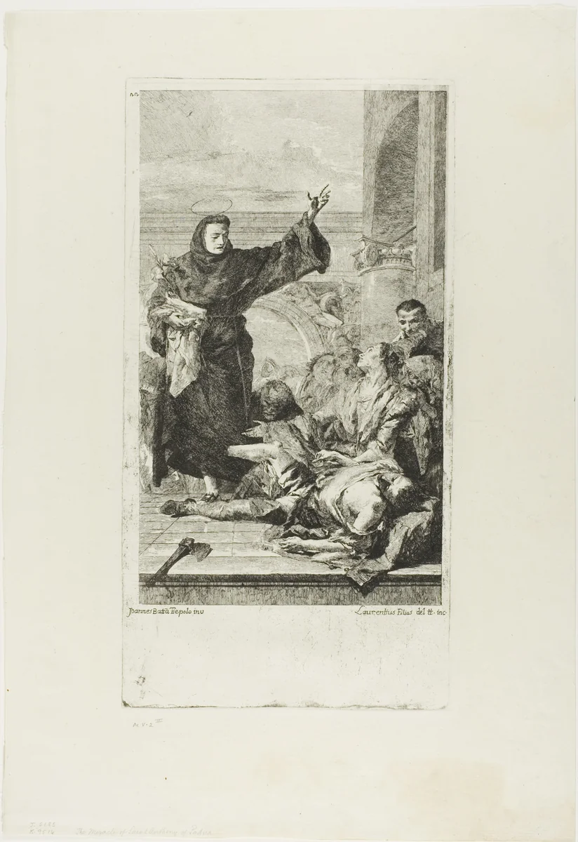 The Miracle of St. Anthony of Padua by Lorenzo Tiepolo, print, 1758-1760