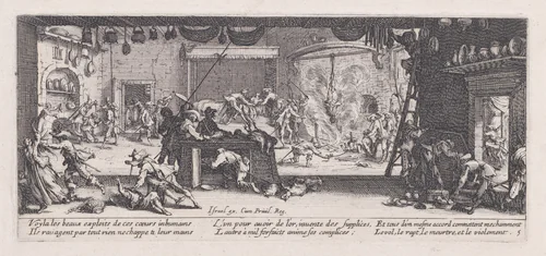 Le Pillage d'une Ferme (The Looting of a Farm), plate 5 from "Les Misères et les Mal-Heures de la Guerre" (The Miseries and Misfortunes of War) by Jacques Callot, print, 1633