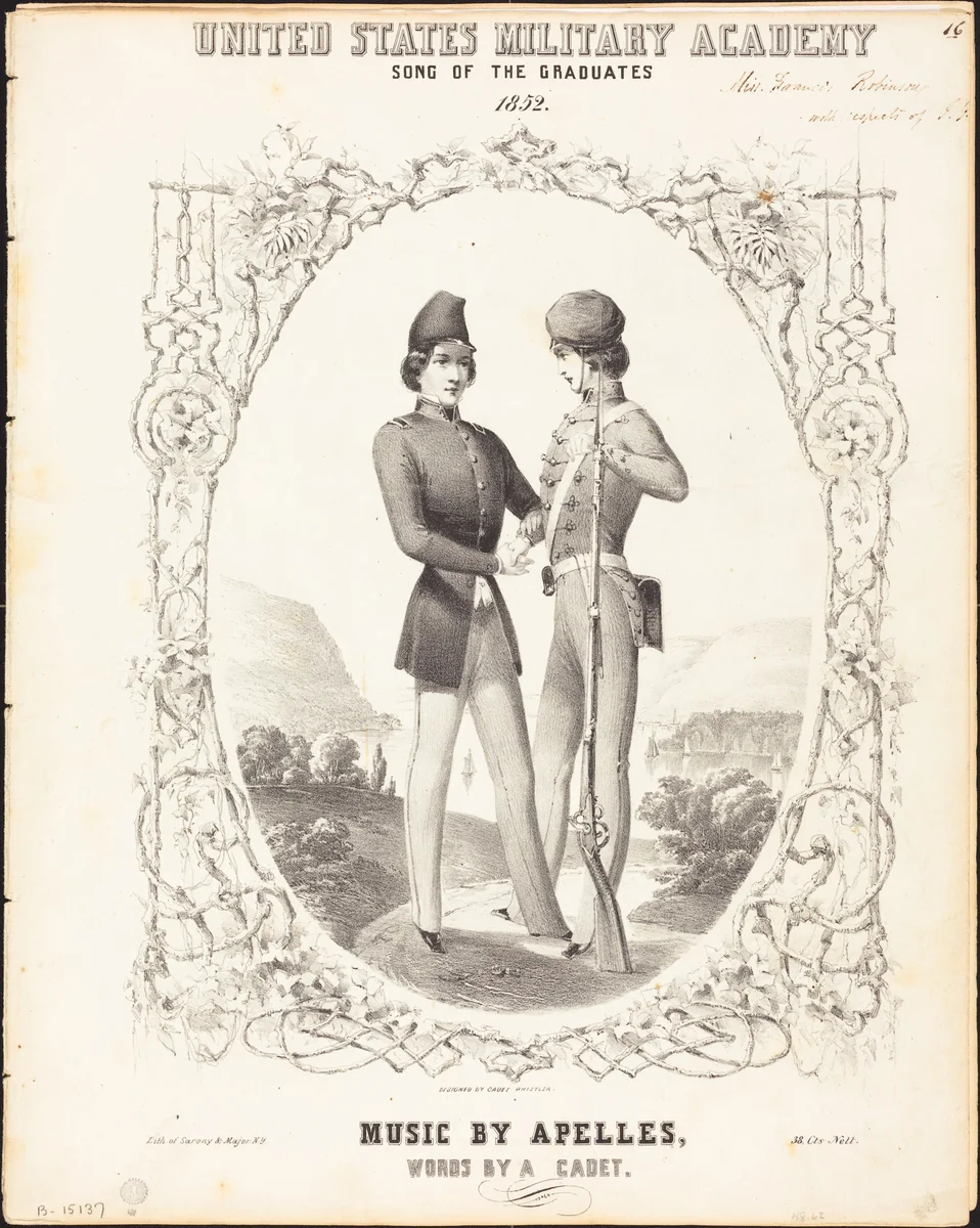 United States Military Academy, Song of the Graduates by Napoleon Sarony, print, 1852