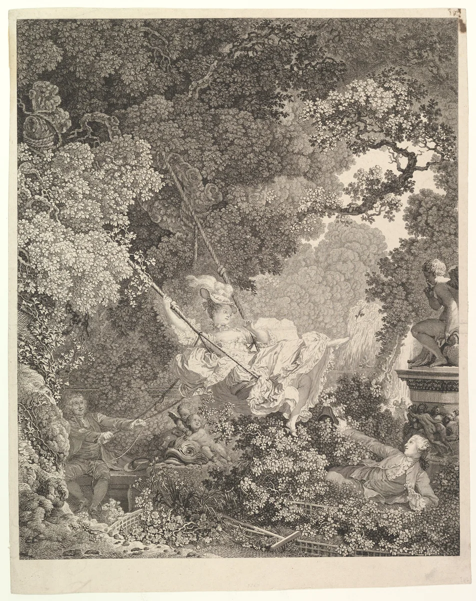 Les Hazards heureux de l'Escarpolette (The Swing) by Jean Honoré Fragonard, print, 1745-1806