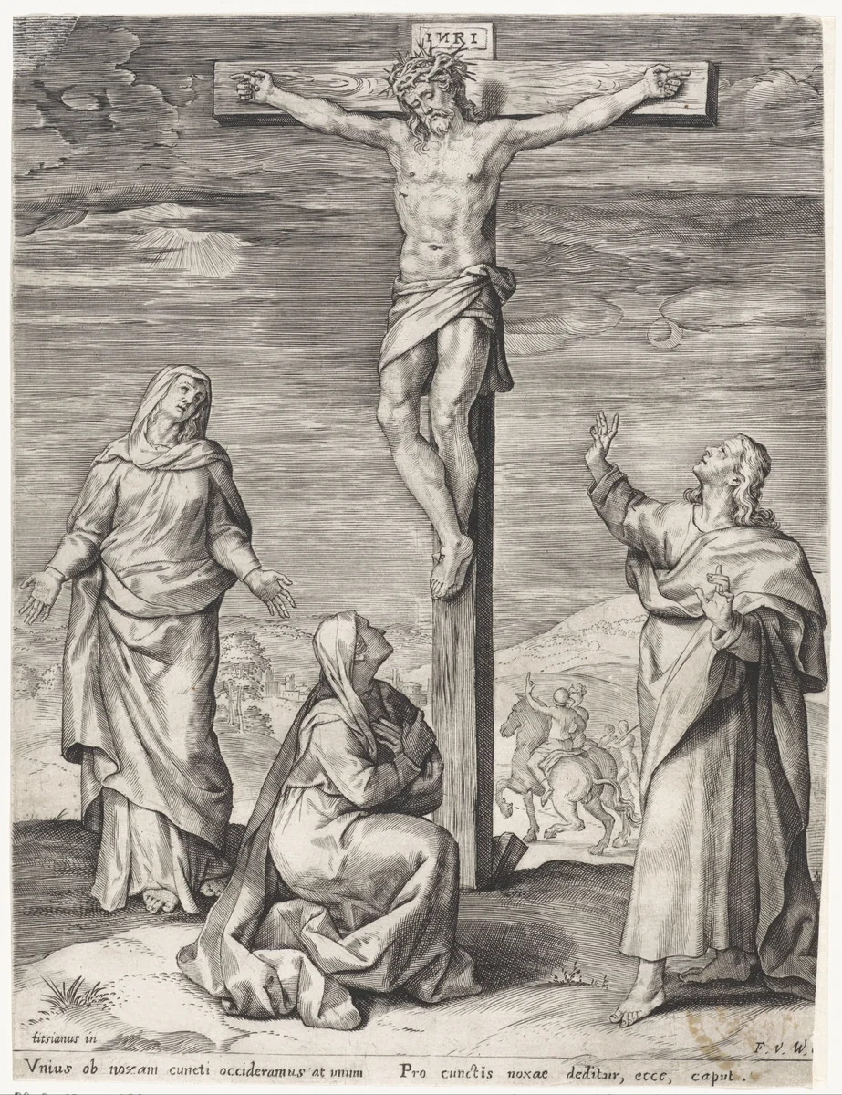 Kruisiging van Christus by anonymous, print, 1636-1679