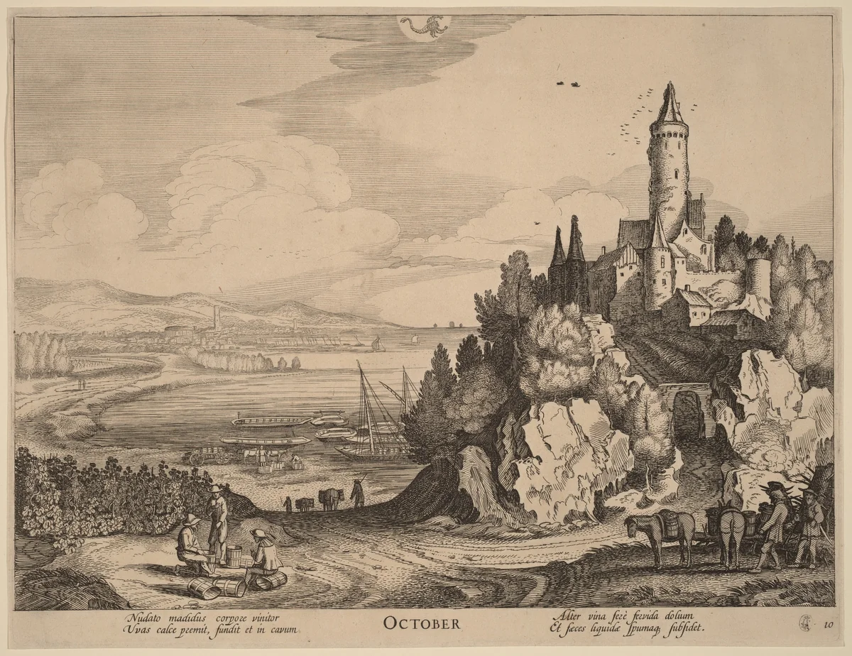 October by Jan van de Velde, print, 1593-1641
