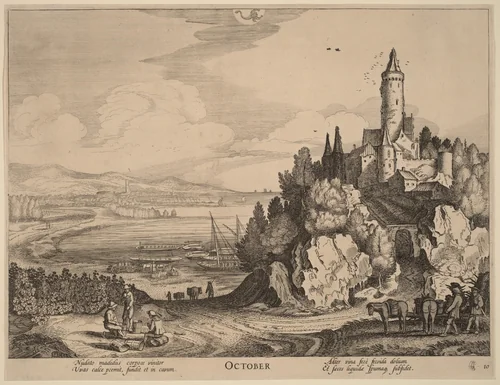 October by Jan van de Velde, print, 1593-1641