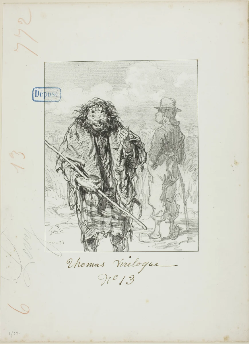 Les Propos de Thomas Vireloque: Matthew has only this in his favor by Paul Gavarni, print, 1853