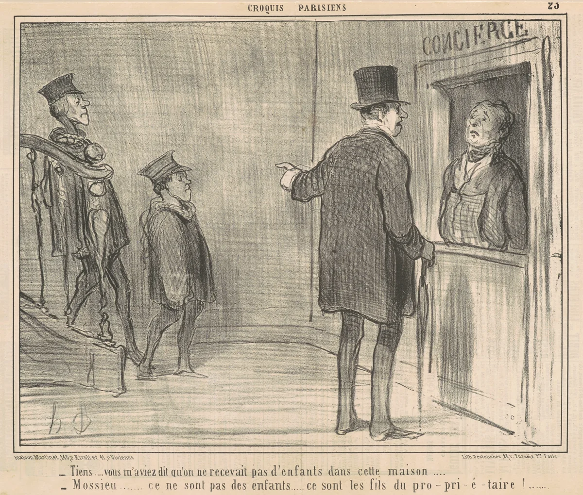 Tiens ... vous m'aviez dit ... by Honoré Daumier, print, 1857
