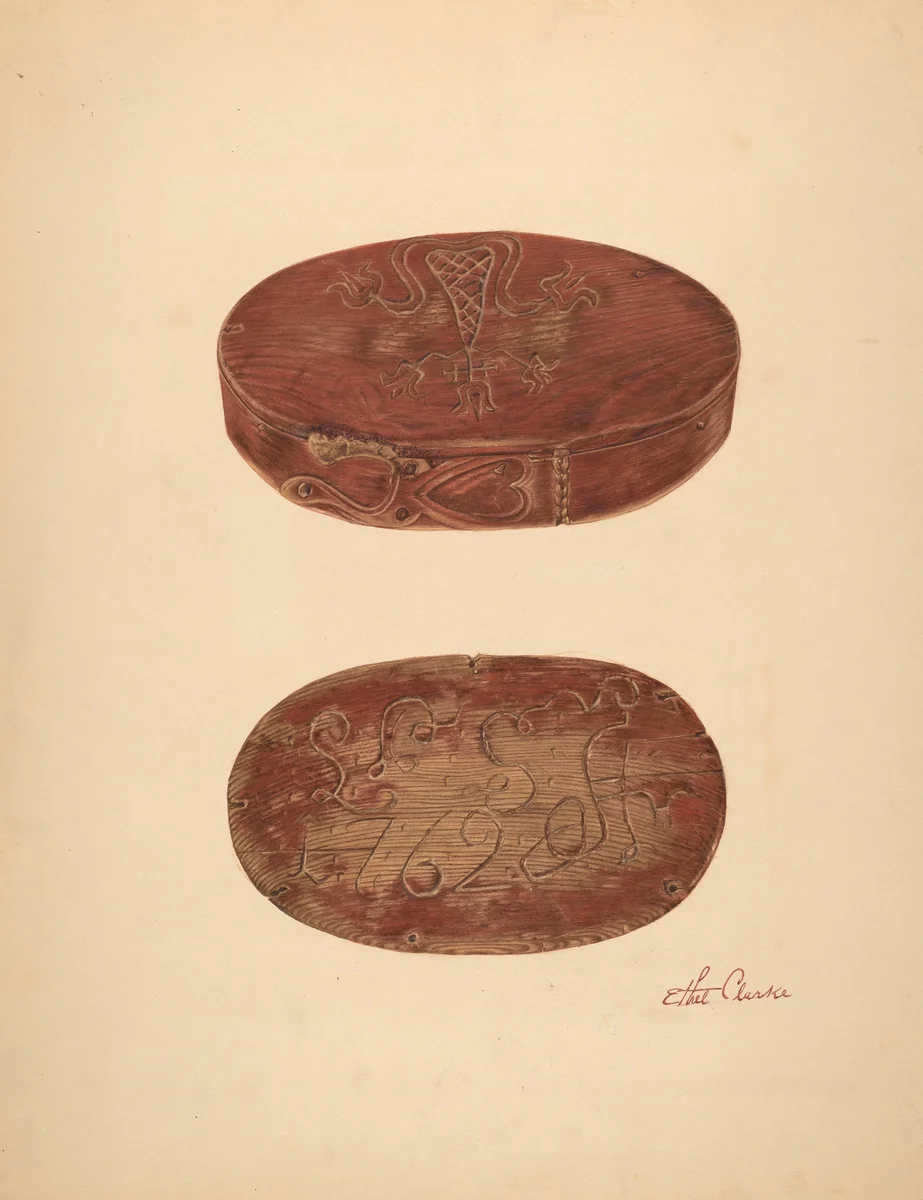 Bishop Hill: Bridal Box by Ethel Clarke, index of american design, 1938