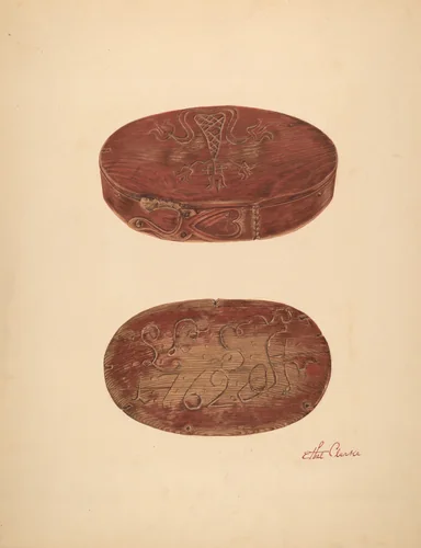 Bishop Hill: Bridal Box by Ethel Clarke, index of american design, 1938