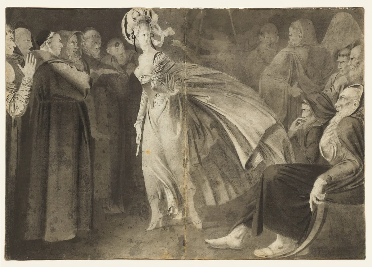 Woman Standing among the Friars (recto) by John Brown, drawing, 1765-1780