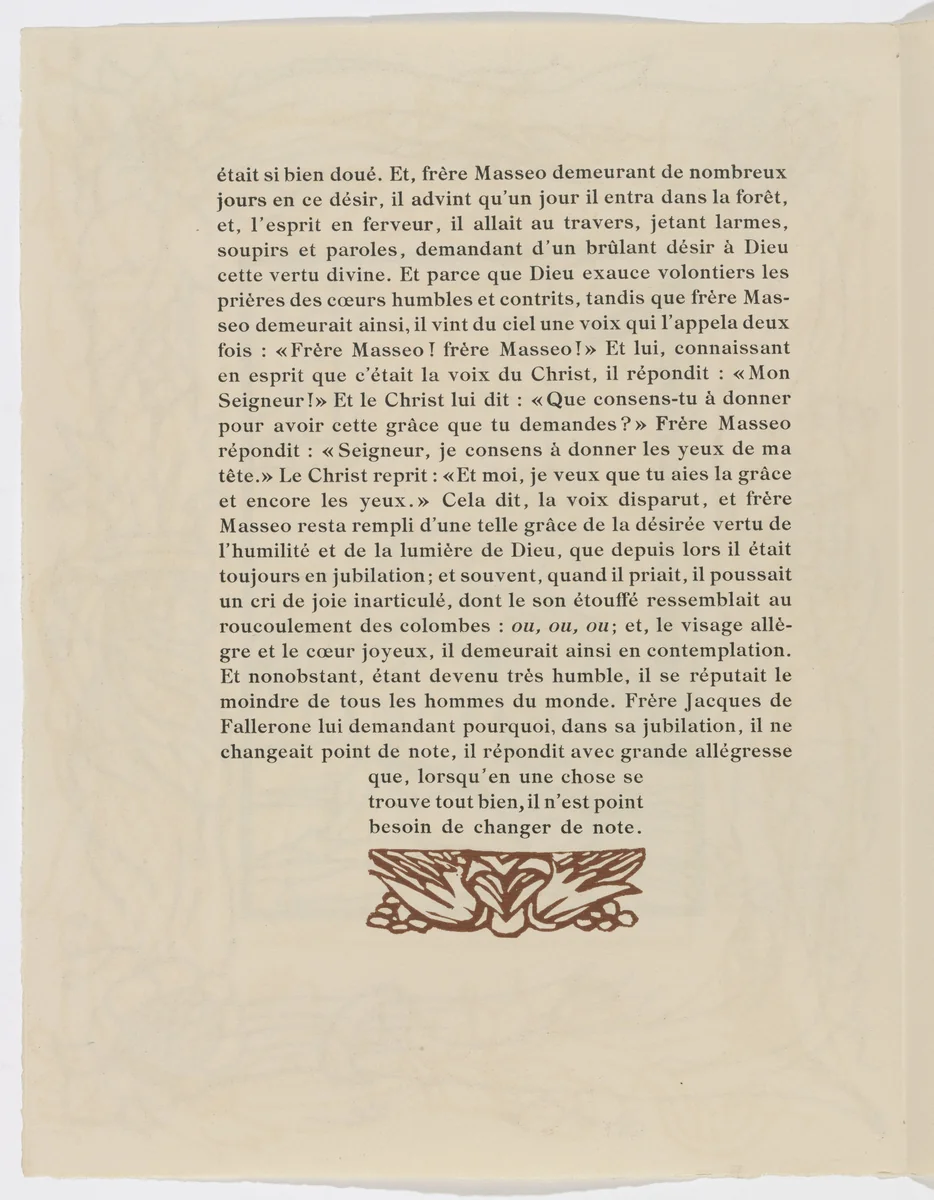 Tailpiece (page 194) from Les Petites Fleurs de St. François (The Little Flowers of St. Francis) by Émile Bernard, illustrated book, 1928