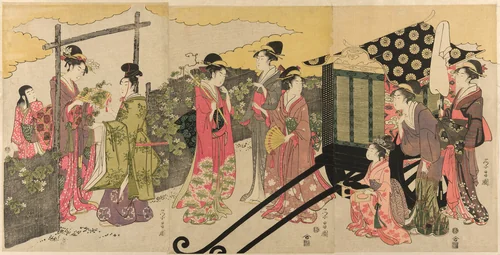 Parody of the Yugao Chapter of the Tale of Genji by Chokosai Eisho, print, 1790-1802