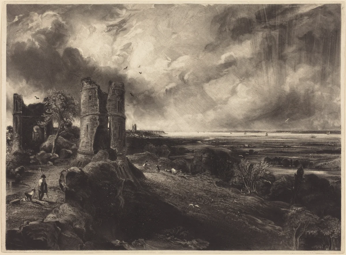 Hadleigh Castle (Large Plate) by David Lucas; John Constable, print, 1830-1832