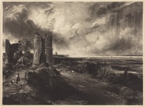 Hadleigh Castle (Large Plate) by David Lucas; John Constable, print, 1830-1832