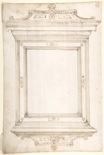 Design for a Frame (recto); Design for a Cassone (verso) by anonymous, drawing, 1500-1550