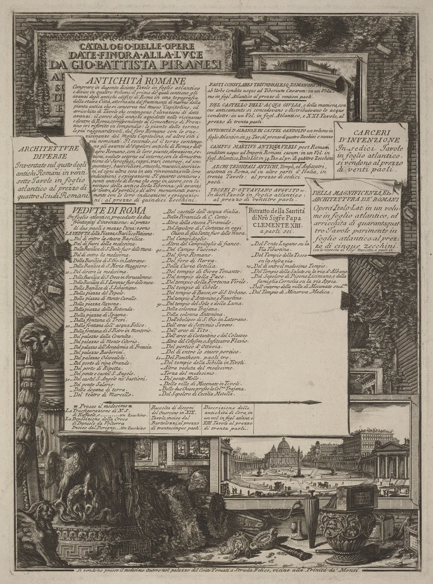 Catalogo delle Opere by Giovanni Battista Piranesi, print, 1720-1778