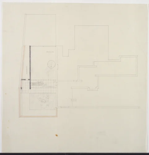 Wolf House, Gubin, Poland, Plan. Roof, partial detail. by Ludwig Mies van der Rohe, mies van der rohe archive, 1925