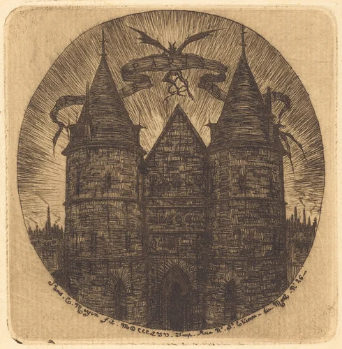 Ancienne porte du Palais de Justice, Paris (Old Gate of the Palace of Justice, Paris) by Charles Meryon, print, 1854