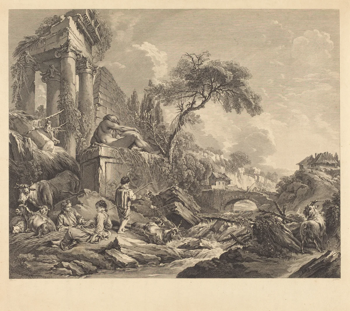 Le moineau de lesbie by René Gaillard, print, 1719-1790