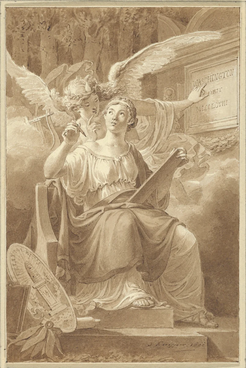 Allegory on the Death of George Washington by Jacques Kuyper, drawing, 1800