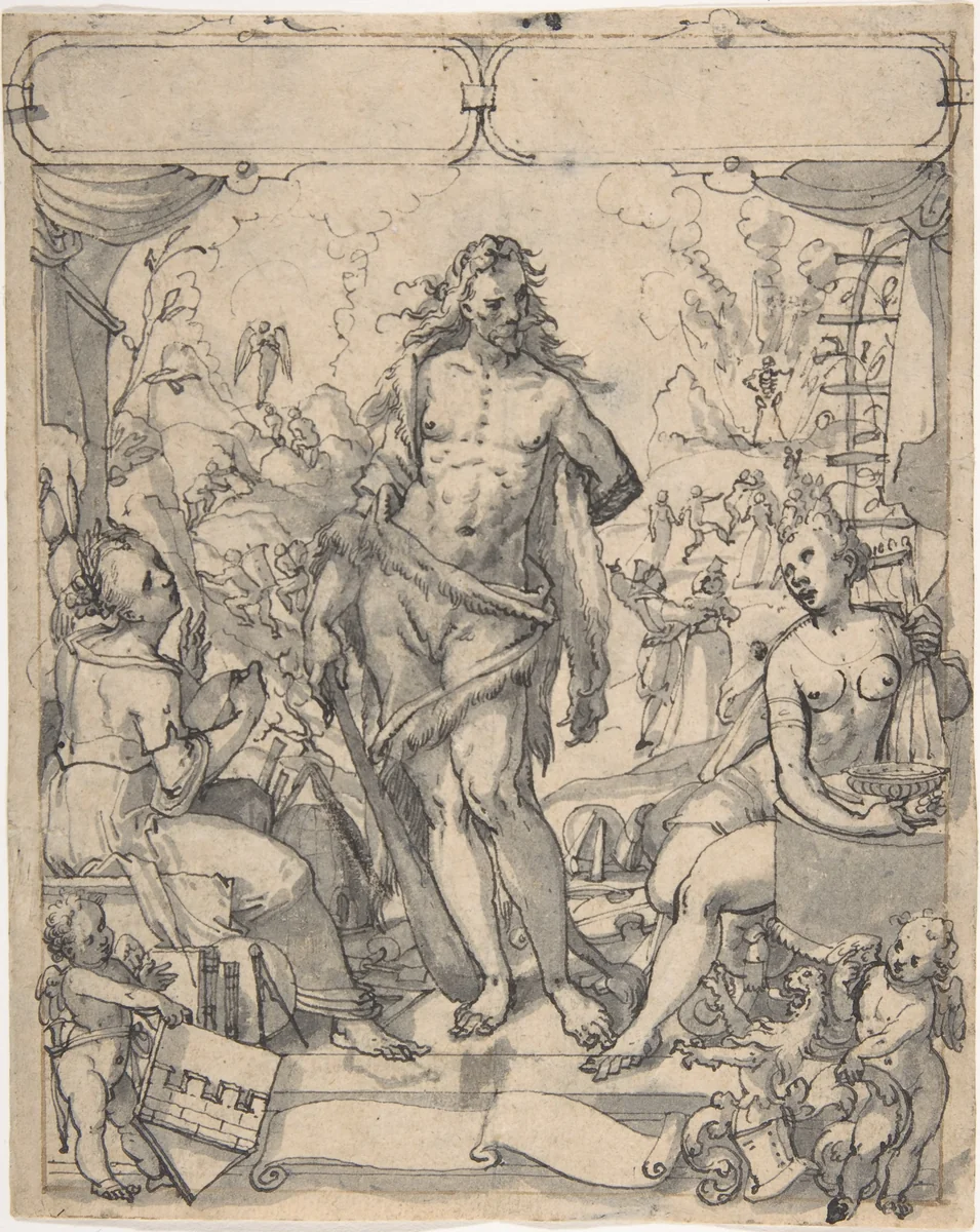 Study for a Stained-Glass Window by Christoph Murer, drawing, 1570-1614
