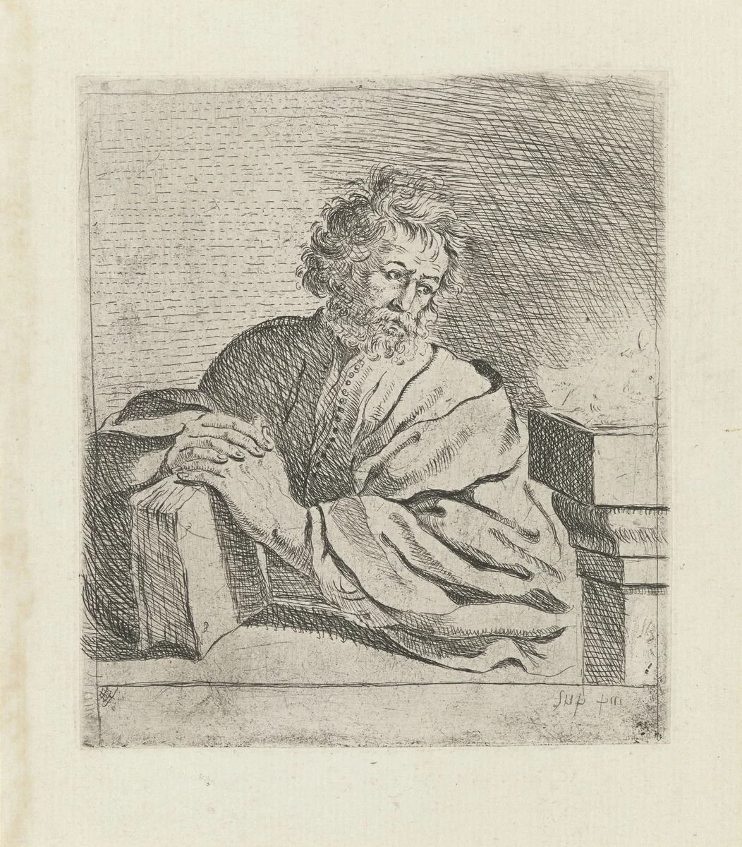 Evangelist Lucas by anonymous, print, 1671-1673