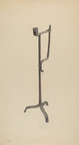 Rush Light and Candle Holder by Benjamin Resnick, index of american design, 1938
