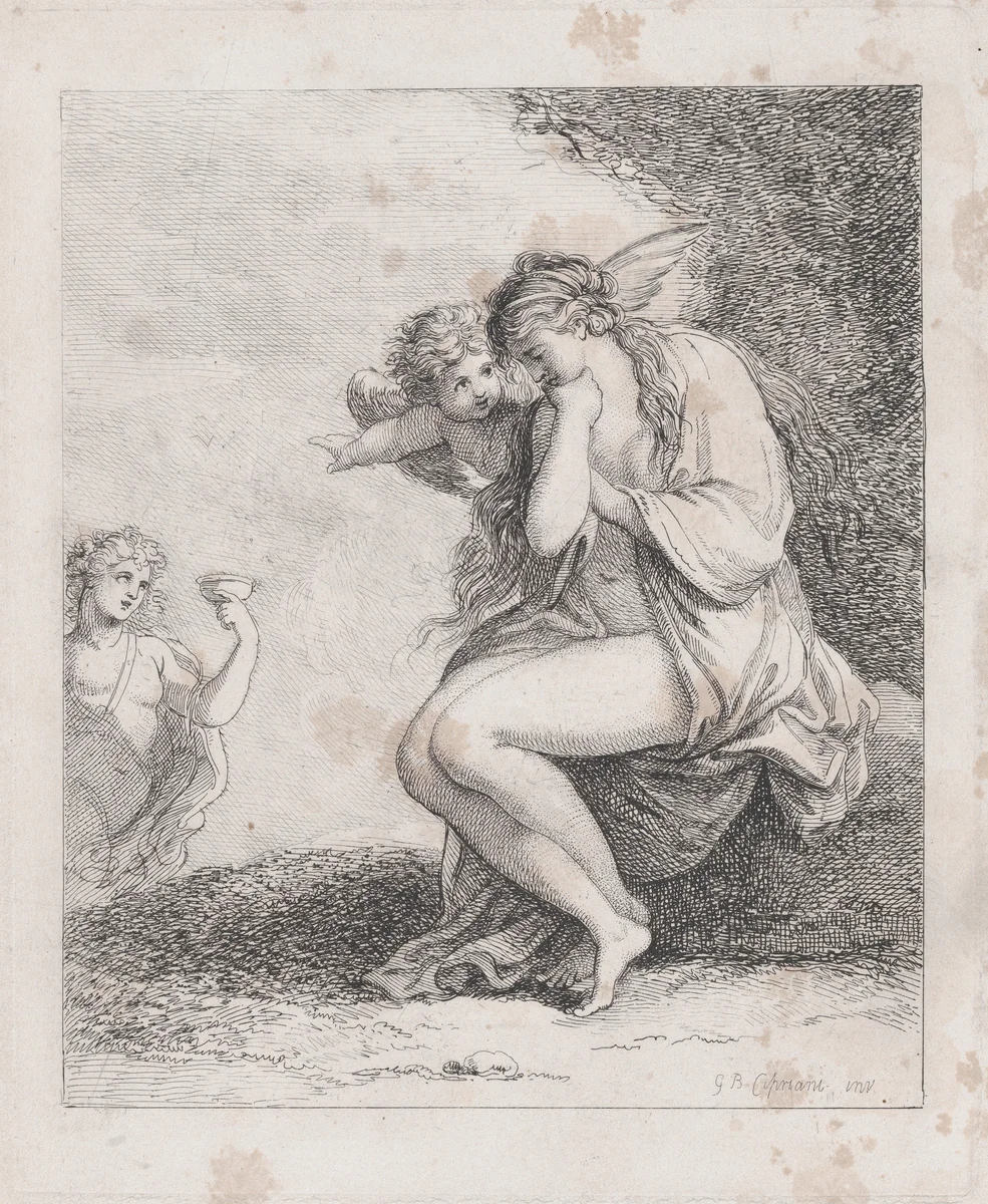 Ariadne on Naxos Approached by Bacchus by Thomas Rowlandson, print, 1785-1795