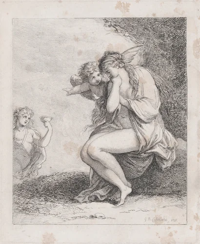 Ariadne on Naxos Approached by Bacchus by Thomas Rowlandson, print, 1785-1795