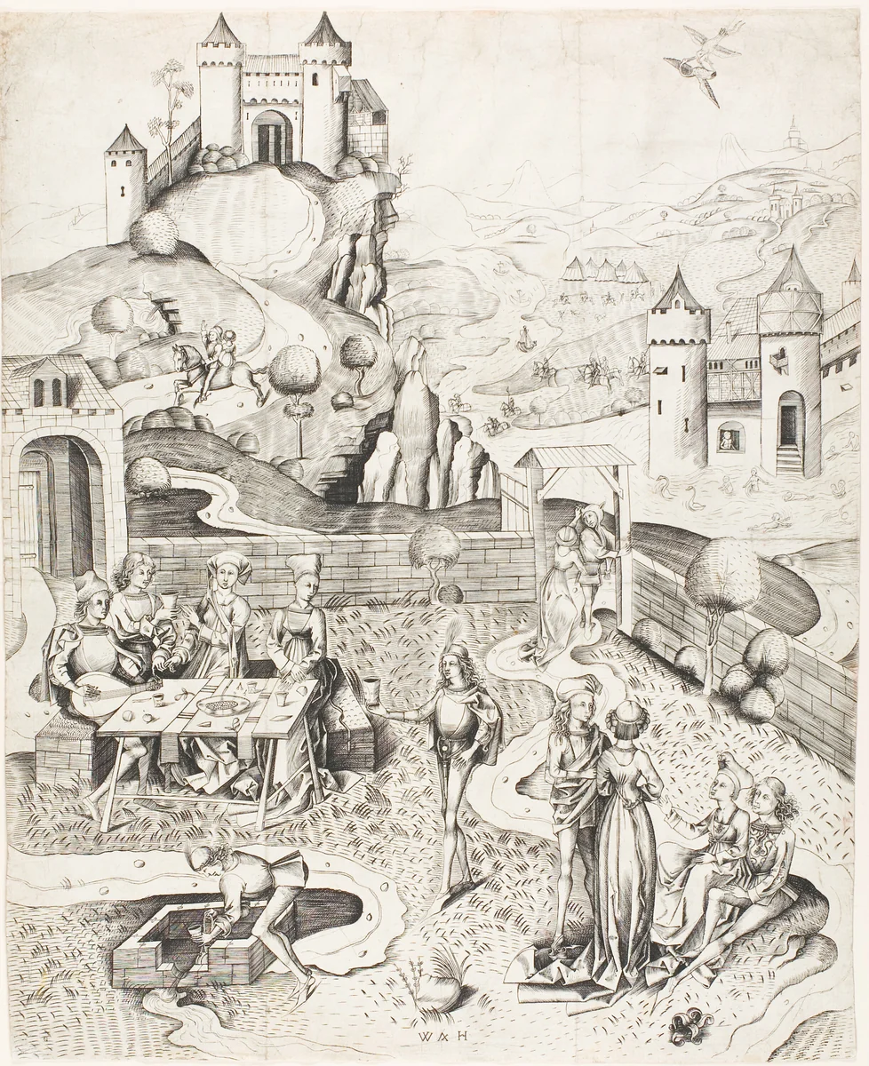 The Garden of Love by Master W. A. H., print, 1480-1490