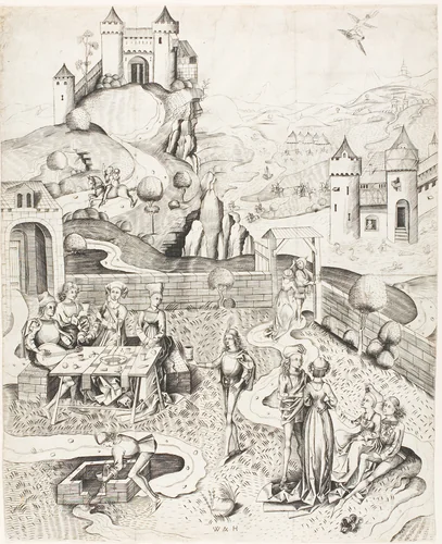 The Garden of Love by Master W. A. H., print, 1480-1490