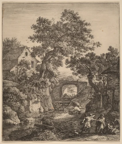 Landscape with the Circumcision of Moses' Son by Anthonie Waterloo, print, 1609-1690