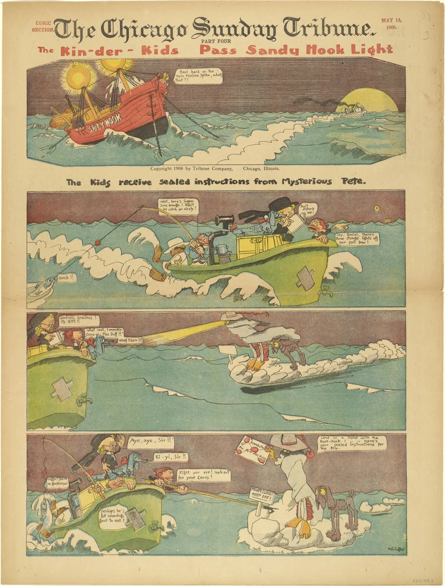 The Kin-der-Kids Pass Sandy Hook Light from The Chicago Sunday Tribune by Lyonel Feininger, print, 1906