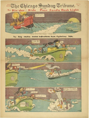 The Kin-der-Kids Pass Sandy Hook Light from The Chicago Sunday Tribune by Lyonel Feininger, print, 1906