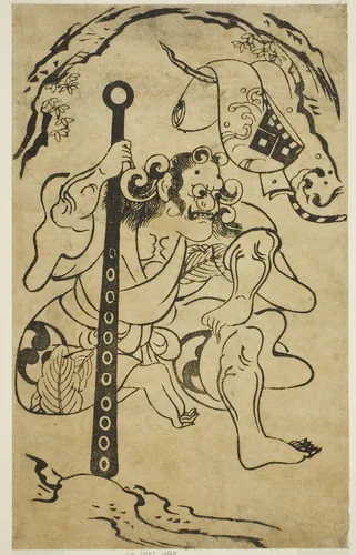 The actor Yamanaka Heikuro I as a demon by Torii Kiyonobu I (鳥居 清信), print, 1701-1711