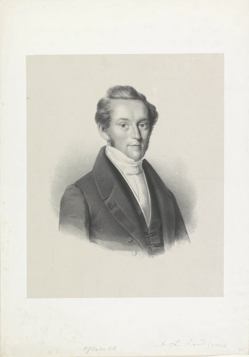 Portret van Axel Lourents Land by anonymous, print, 1822-1845