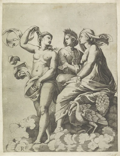 Juno, Ceres en Psyche by Unknown, print, 1498-1532